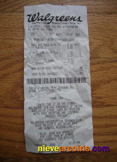 USA Walgreens pharmacy payment receipt